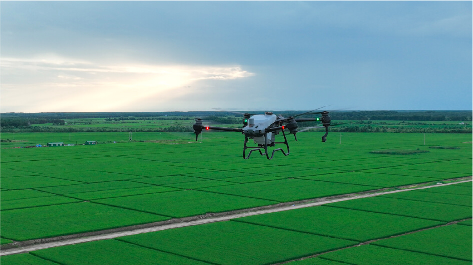 Ứng dụng của máy bay không người lái trong nông nghiệp may bay phung thuoc nong nghiep DRONE1 Forum Máy bay phun thuốc hỗ trợ phun trên cánh đồng rộng lớn