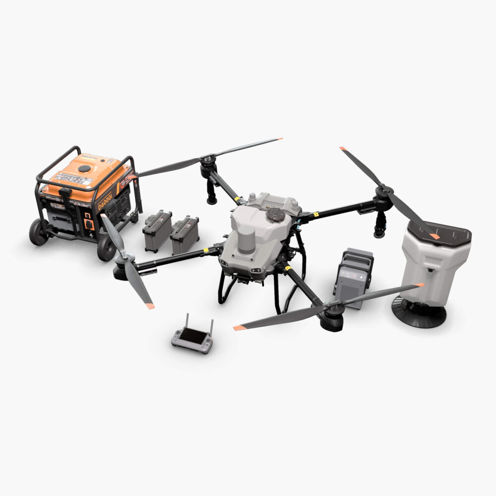 Bộ sản phẩm DJI Agras T25 với đầy đủ phụ kiện